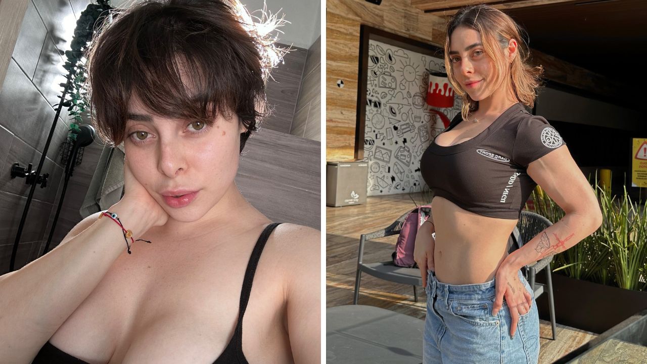 Aranza Sinte in a black top and blue jeans